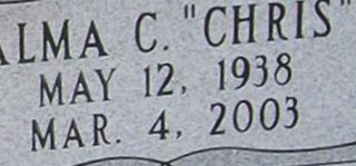 Alma Christine "Chris" Estep Swann Alma Christine "Chris" Estep Swann