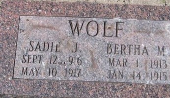 Sadie J - Bertha M Wolf