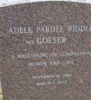 Adele Pardee Goeser Riddle Adele Pardee Goeser Riddle