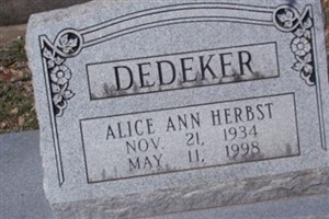 Alice Ann Herbst Dedeker Alice Ann Herbst Dedeker