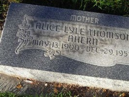 Alice Lyle Thomson Ahern Alice Lyle Thomson Ahern