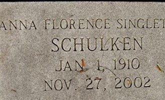 Anna Florence Singletary Schulken Anna Florence Singletary Schulken