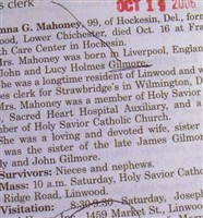 Anna G Gilmore Mahoney Anna G Gilmore Mahoney