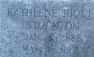 Annie Kathlene (Kate) Riddle Stockton Annie Kathlene (Kate) Riddle Stockton