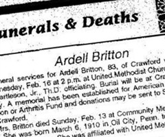 Ardell Kreger Britton