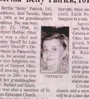 Bertha "Betty" Horvath Patrick