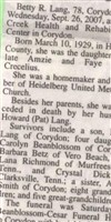 Betty R Crecelius Lang Betty R Crecelius Lang