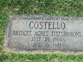 Bridget Agnes Fitzsimmons Costello Bridget Agnes Fitzsimmons Costello