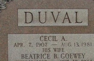 Cecil A Duval Cecil A Duval