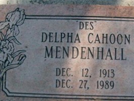 Delpha "Des" Cahoon Mendenhall Delpha "Des" Cahoon Mendenhall