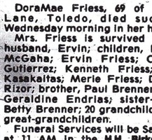Dora Mae Brenner Friess