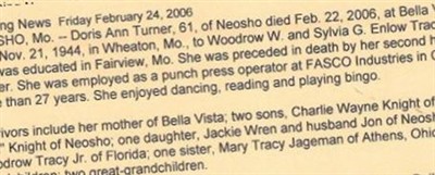 Doris Ann Tracy Turner