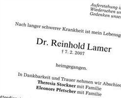 Dr Reinhold Lamer Dr Reinhold Lamer