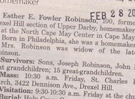 Esther E Fowler Robinson