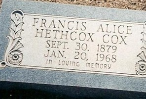 Frances Alice Johnson Hethcox-Cox