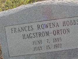 Frances Rowena Hoobs Hagstrom/Orton Frances Rowena Hoobs Hagstrom/Orton