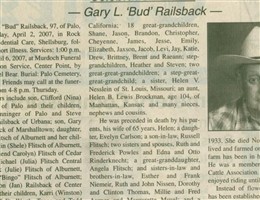 Gary L "Bud" Railsback Gary L "Bud" Railsback
