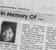 Helen Ruth "Ruthie" Hart Helen Ruth "Ruthie" Hart