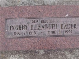 Ingrid Elizabeth Bader Ingrid Elizabeth Bader
