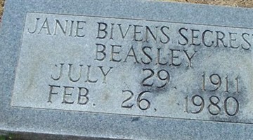 Janie Bivens Secrest Beasley Janie Bivens Secrest Beasley