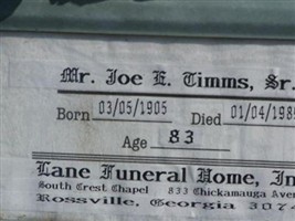 Joe E. Timms, Sr Joe E. Timms, Sr