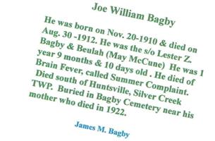 Joe William Bagby