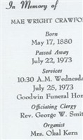Mae King Wright Crawford Mae King Wright Crawford