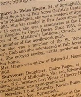 Margaret A Weiss Hagen