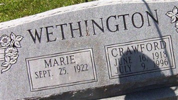 Marie TAYLOR WETHINGTON Marie TAYLOR WETHINGTON