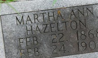 Martha Ann Robinson Hazelton Martha Ann Robinson Hazelton
