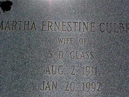 Martha Ernestine Culbreth Glass Martha Ernestine Culbreth Glass