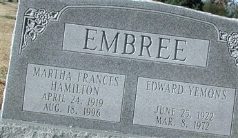 Martha Frances Hamilton Embree Martha Frances Hamilton Embree