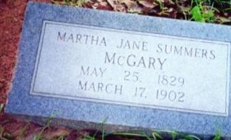 Martha Jane Summers McGary Martha Jane Summers McGary