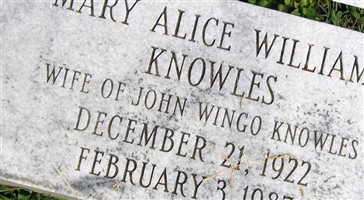 Mary Alice Williams Knowles Mary Alice Williams Knowles