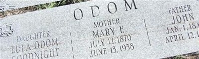 Mary Elizabeth Sortor Odom Mary Elizabeth Sortor Odom