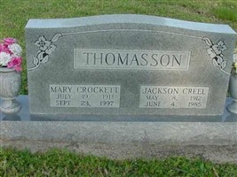 Mary Martha Crockett Thomasson Mary Martha Crockett Thomasson