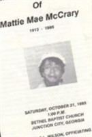 Mattie Mae Hudson McCrary Mattie Mae Hudson McCrary
