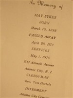 May Ella Applegate Sykes May Ella Applegate Sykes