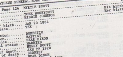 Myrtle Honeycutt Scott Myrtle Honeycutt Scott