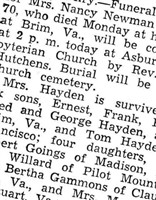 Nancy V Hayden