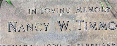 Nancy W. Timmons Nancy W. Timmons