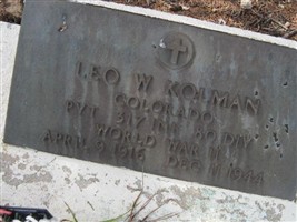 Pvt Leo W. Kolman Pvt Leo W. Kolman