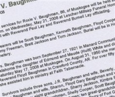 Roxie V. White Baughman