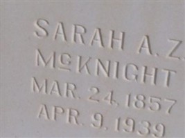 Sarah Ann Zabriskie McKnight Sarah Ann Zabriskie McKnight