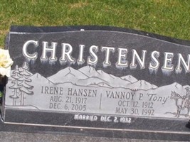 Vannoy Peter "Tony" Christensen Vannoy Peter "Tony" Christensen