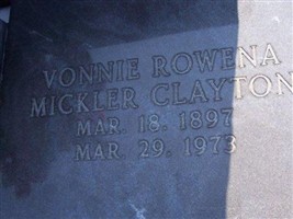 Vonnie Rowena Mickler Clayton Vonnie Rowena Mickler Clayton