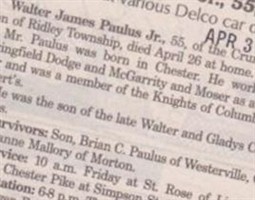 Walter James Paulus, Jr Walter James Paulus, Jr