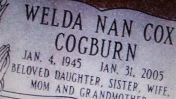 Welda Nan Cox Cogburn Welda Nan Cox Cogburn