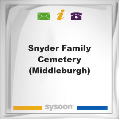 Snyder Family Cemetery (Middleburgh)Snyder Family Cemetery (Middleburgh) on Sysoon