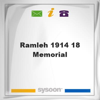 Ramleh 1914-18 MemorialRamleh 1914-18 Memorial on Sysoon